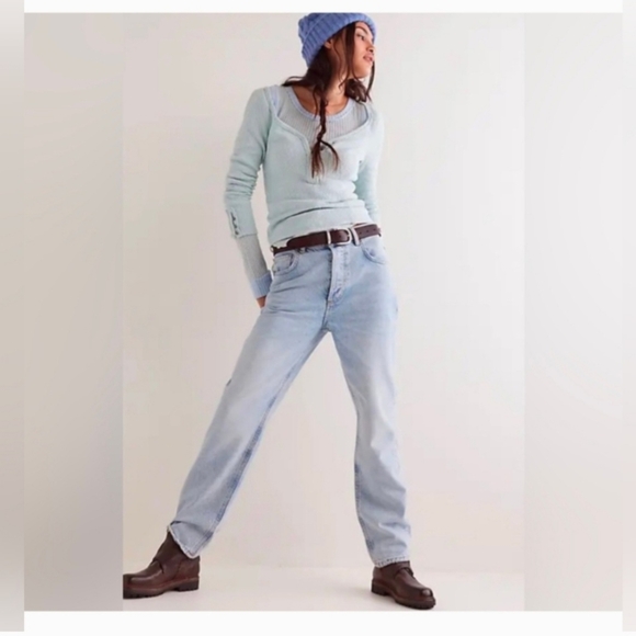 Free People, NWT We The Free Zane Mid Rise Straight Leg Jeans - Picture 1 of 6